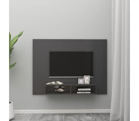 vidaXL Стенен ТВ шкаф, сив, 135x23,5x90 см, ПДЧ