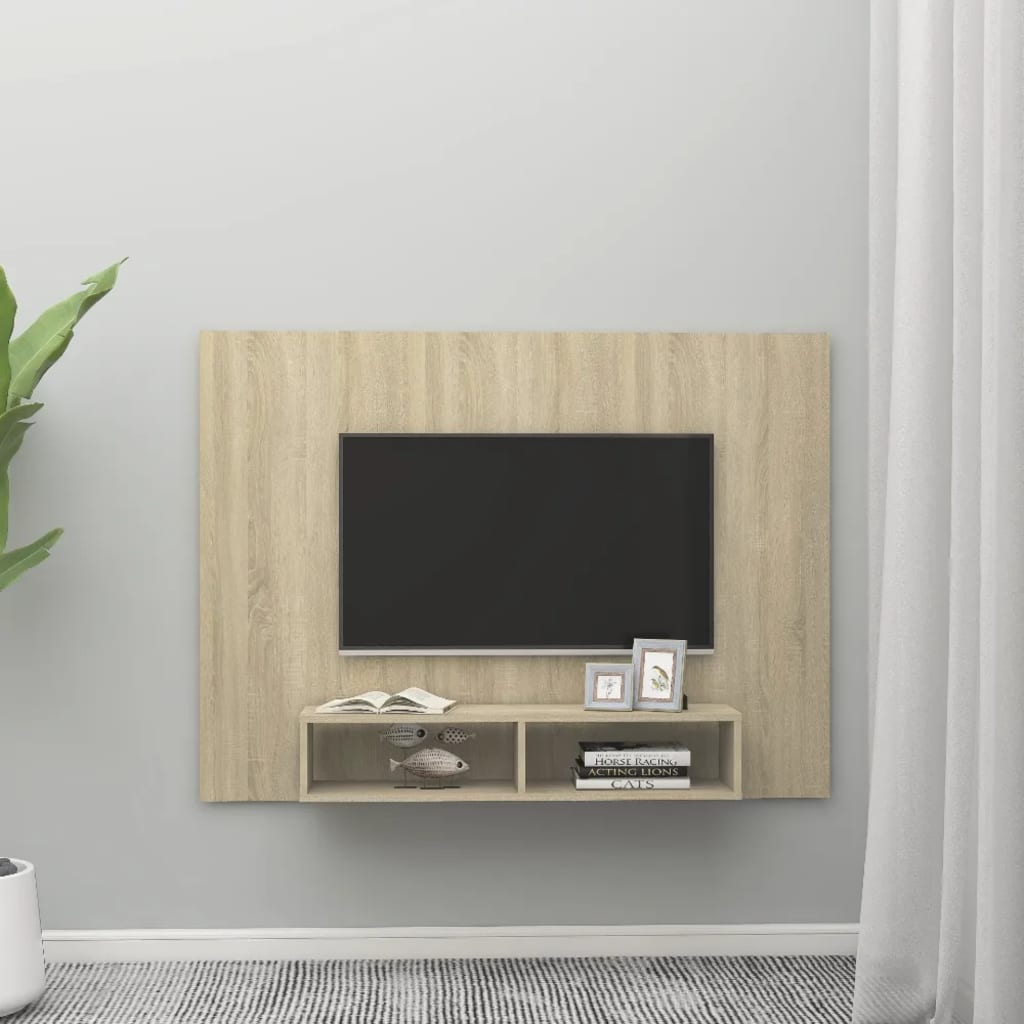 vidaXL Wall TV Cabinet Sonoma Oak 135x23.5x90 cm Engineered Wood
