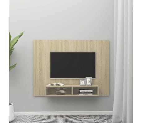 vidaXL Mueble TV pared madera contrachapada roble Sonoma 135x23,5x90cm