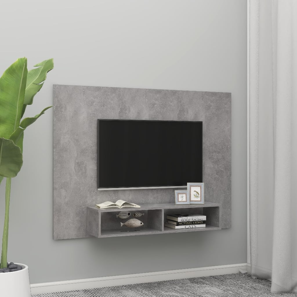 vidaXL Comodă TV de perete, gri beton, 135x23,5x90 cm, PAL