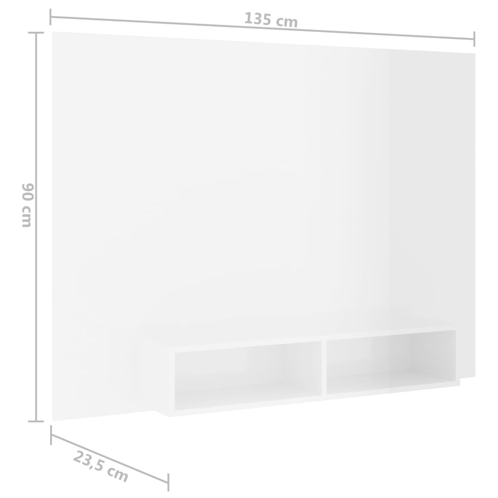 Meuble TV mural Blanc brillant 135×23,5×90 cm Aggloméré | meublestv.fr 9