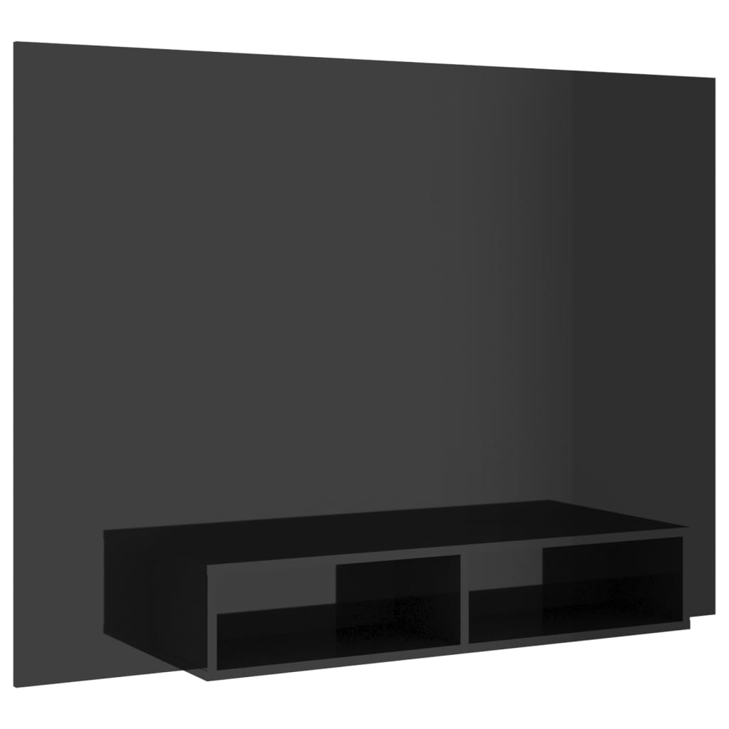 Meuble TV mural Noir brillant 135×23,5×90 cm Aggloméré | meublestv.fr 3
