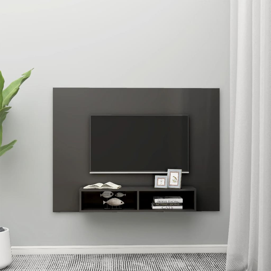

vidaXL Tv-wandmeubel 135x23,5x90 cm spaanplaat hoogglans grijs