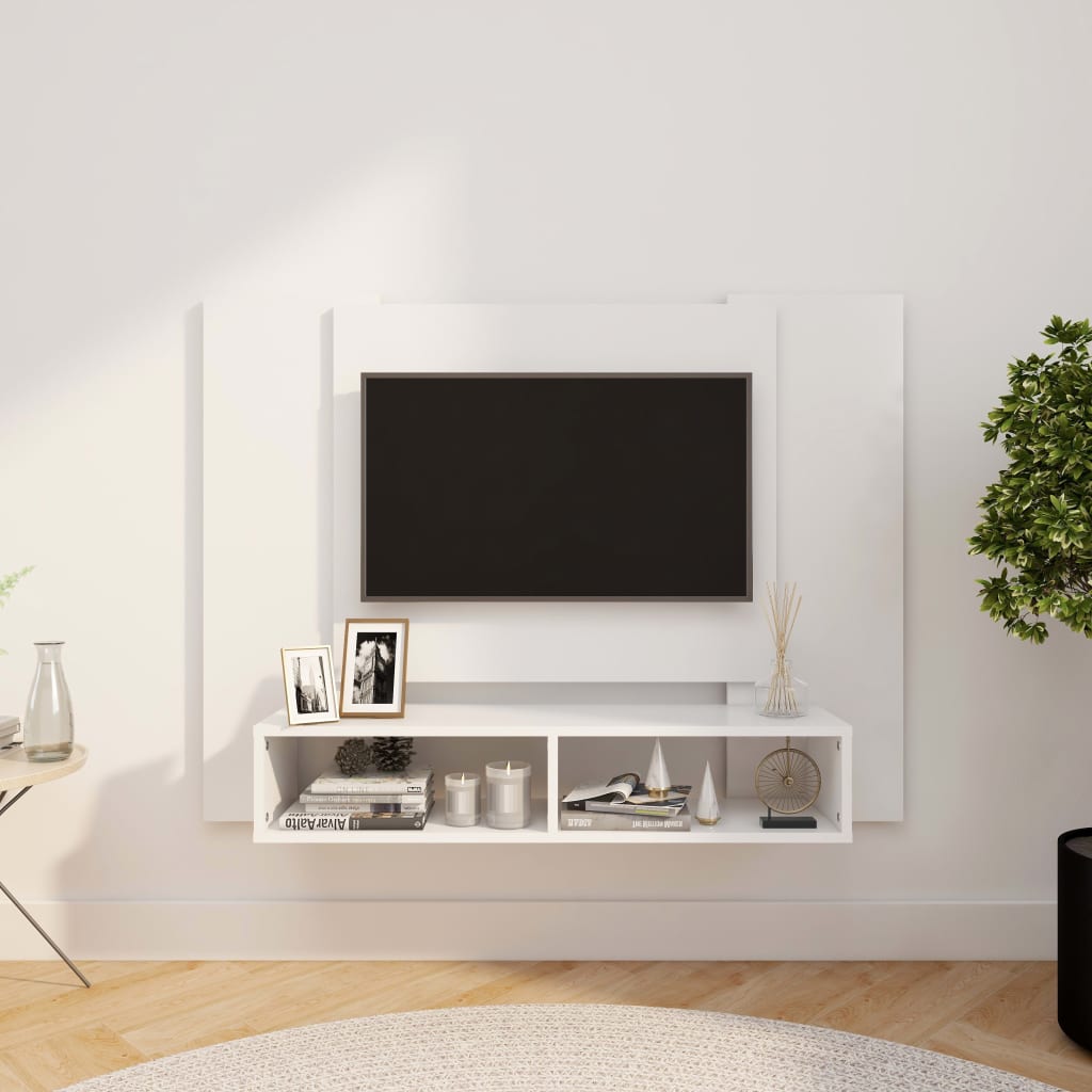 vidaXL Comodă TV de perete, alb, 120×23,5×90 cm, PAL 120x235x90 imagine noua
