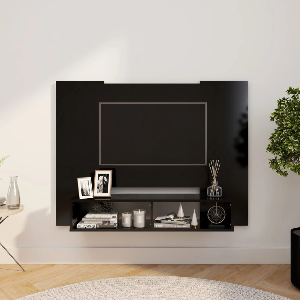 vidaXL Comodă TV de perete, negru, 120×23,5×90 cm, PAL 120x235x90 imagine noua