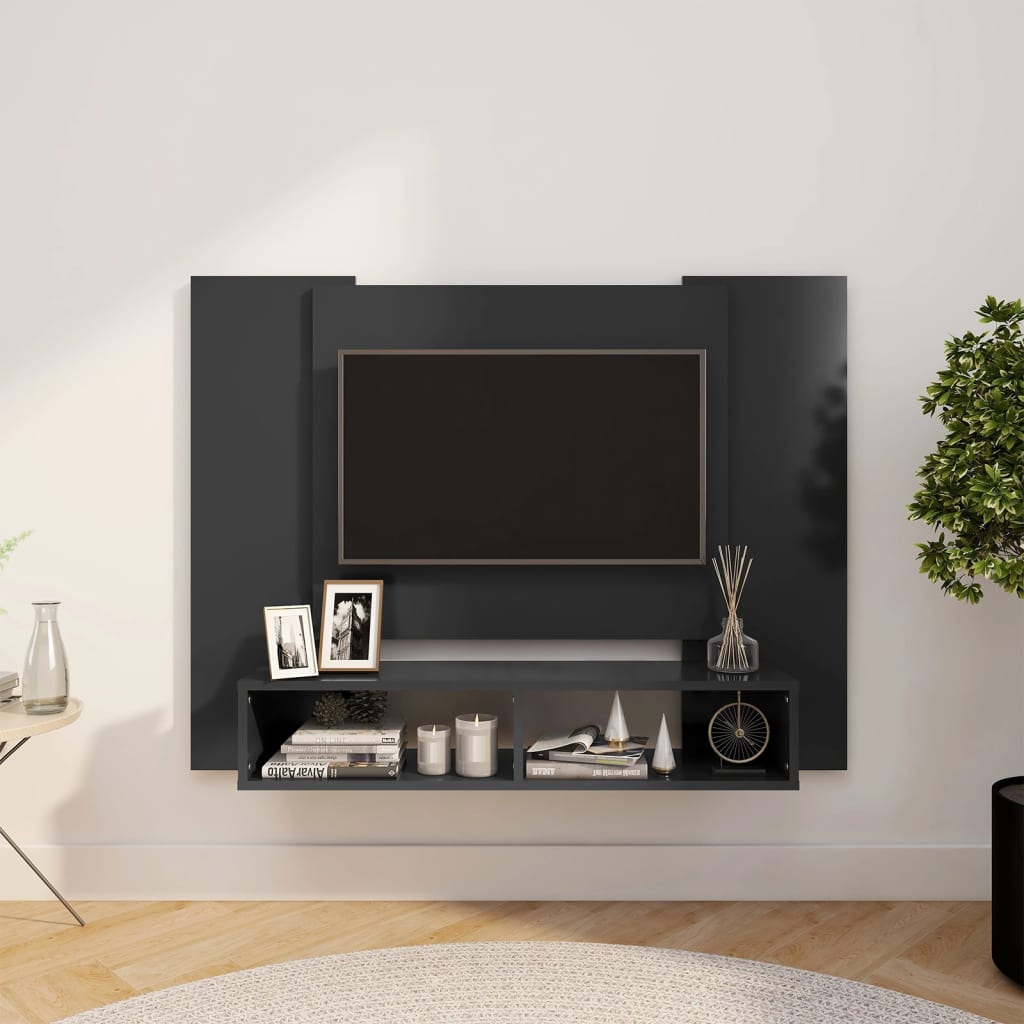 vidaXL TV-taso seinälle harmaa 120×23,5×90 cm lastulevy