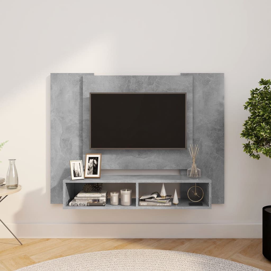 Meuble TV mural Gris béton 120×23,5×90 cm Aggloméré | meublestv.fr 2