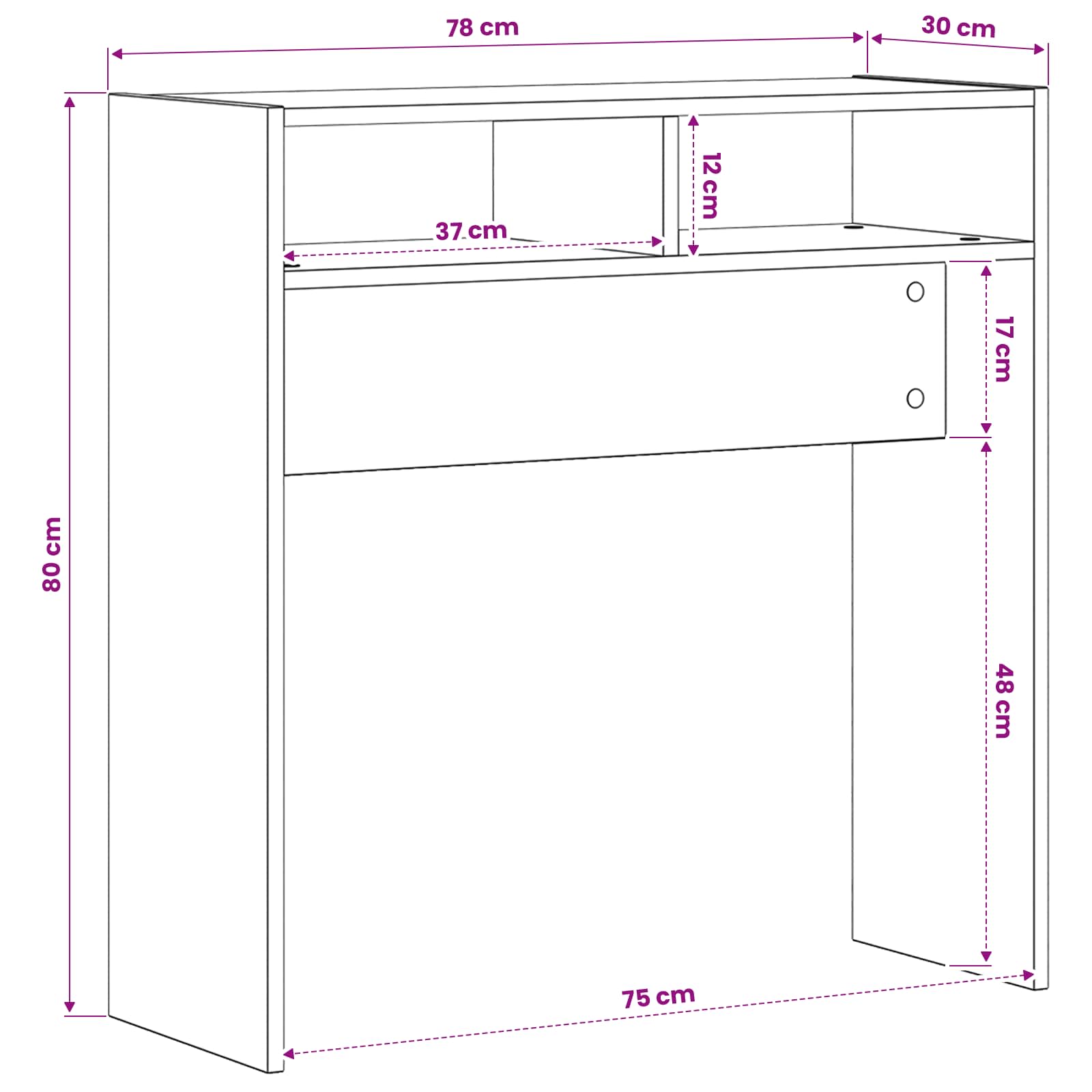 vidaXL Konsolentisch Schwarz 78x30x80 cm Holzwerkstoff – Bild 8