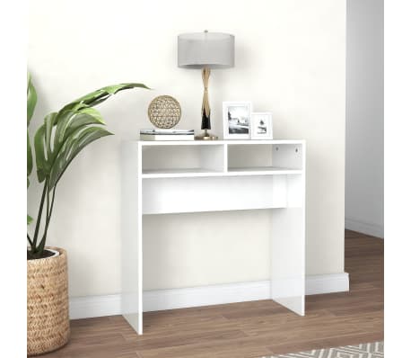 vidaXL Konsollbord h&oslash;yglans hvit 78x30x80 cm konstruert tre