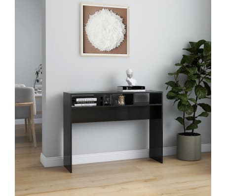 vidaXL magasfényű fekete forgácslap tálalóasztal 105 x 30 x 80 cm