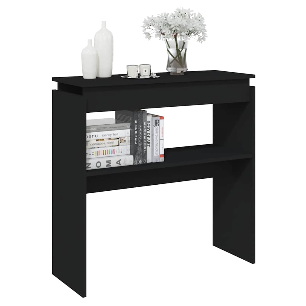 vidaXL Wandtafel 80x30x80 cm bewerkt hout zwart afbeelding