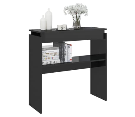 vidaXL Table console Noir brillant 80x30x80 cm Aggloméré