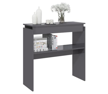 vidaXL Konzolni stol visoki sjaj sivi 80 x 30 x 80 cm od iverice