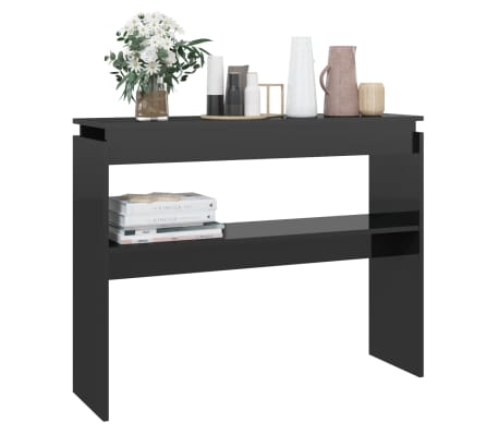 vidaXL Console Table High Gloss Black 102x30x80 cm Engineered Wood