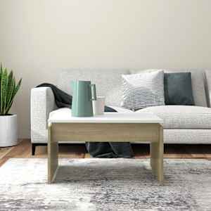 vidaXL Salongbord hvit og sonoma eik 68x50x38 cm konstruert tre