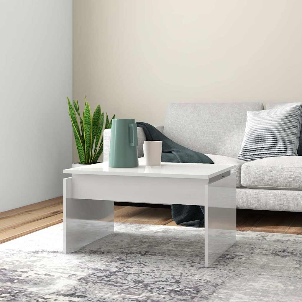 vidaXL Stolik kawowy, bia�y, wysoki po�ysk, 68x50x38 cm