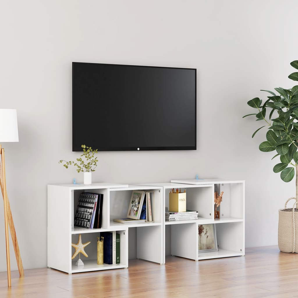 vidaXL Comodă TV, alb extralucios, 104x30x52 cm, PAL
