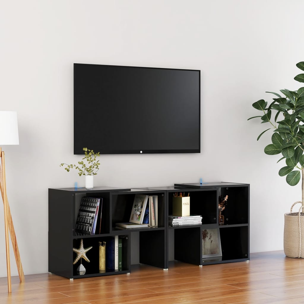vidaXL tv-bord 104x30x52 cm konstrueret træ sort højglans