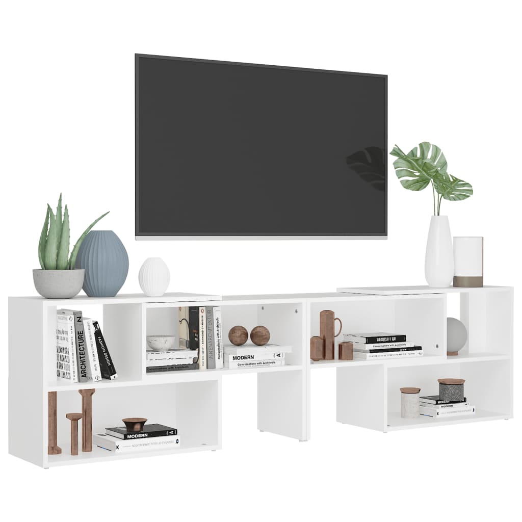Meuble TV Blanc 149x30x52 cm Aggloméré | meublestv.fr 5