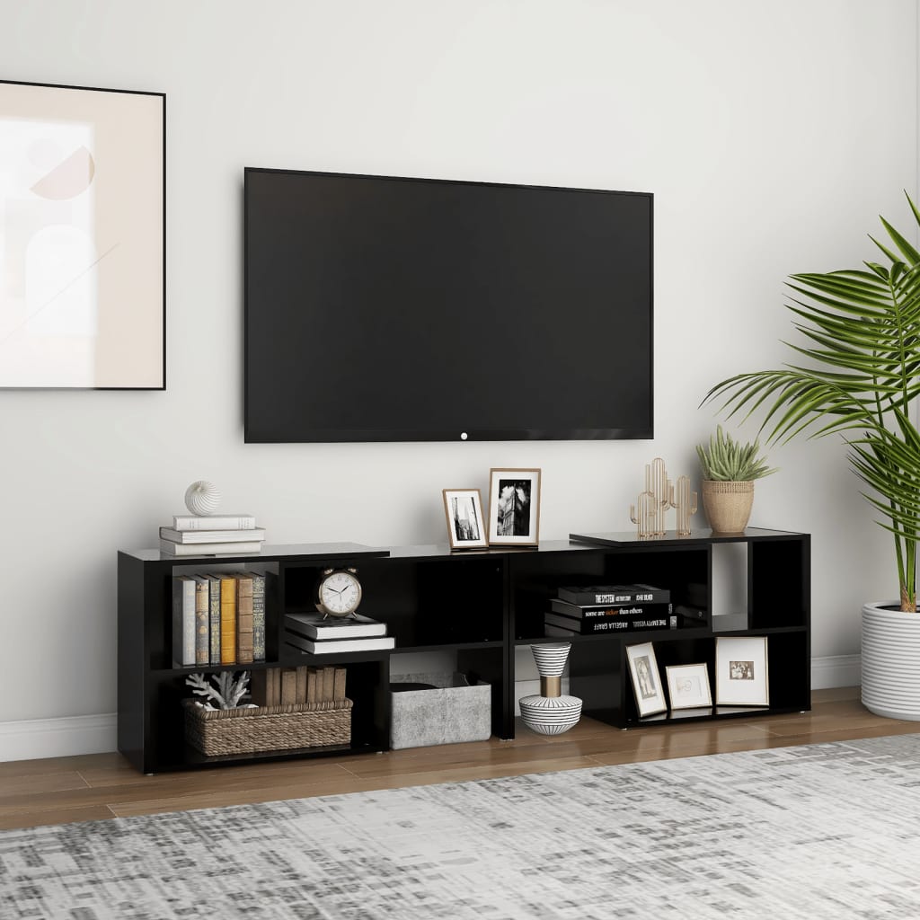 vidaXL Szafka pod TV, czarna, 149x30x52 cm, materia drewnopochodny