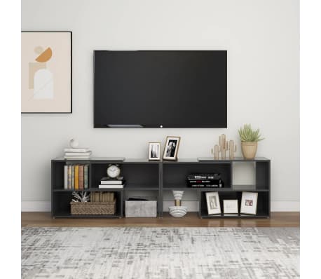 vidaXL Meuble TV Gris 149x30x52 cm Bois d'ing&eacute;nierie