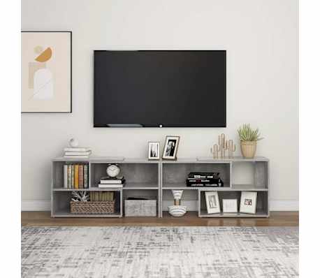 vidaXL TV-benk betonggr&aring; 149x30x52 cm konstruert tre