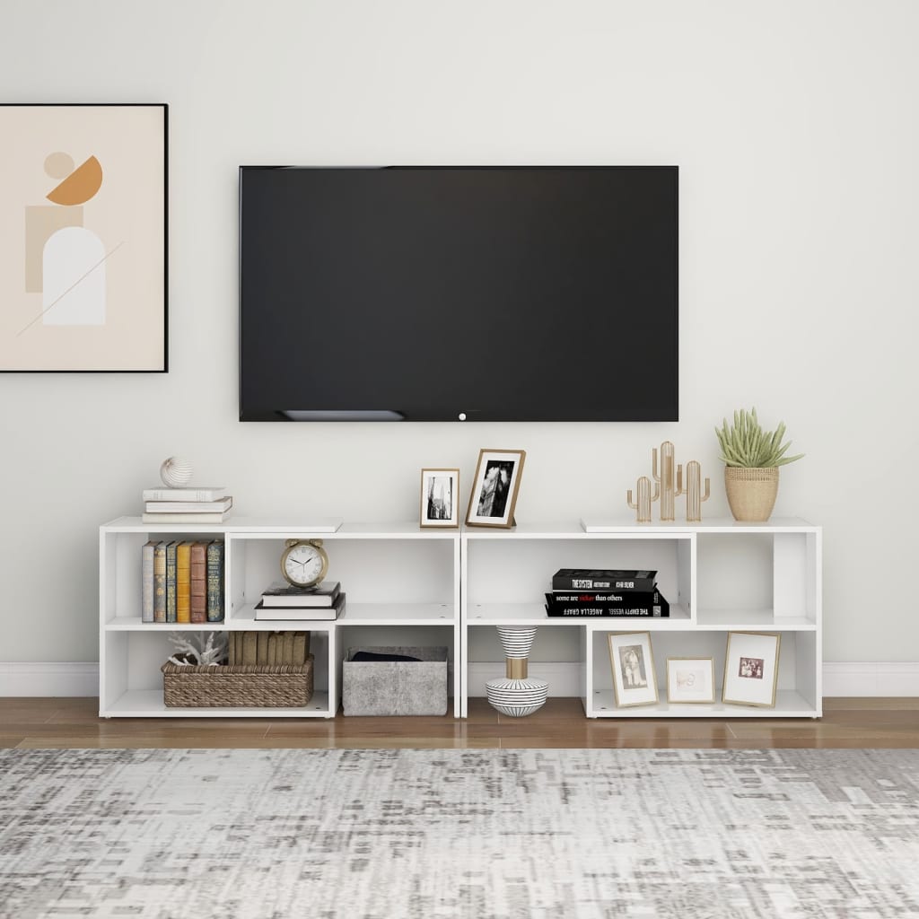 TV skříňka bílá s vysokým leskem 149 x 30 x 52 cm dřevotříska