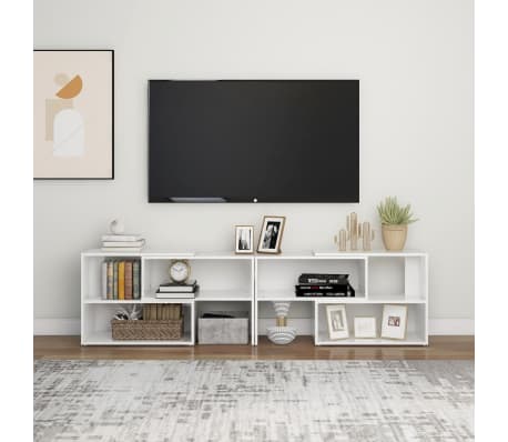 vidaXL Έπιπλο Τηλεόρασης Γυαλιστερό Λευκό 149x30x52 εκ. Επεξ. Ξύλο