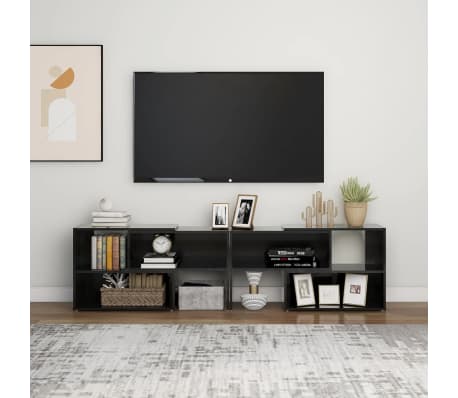 vidaXL Έπιπλο Τηλεόρασης Γυαλιστερό Μαύρο 149x30x52 εκ. Επεξ. Ξύλο