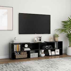 TV skříňka černá s vysokým leskem 149x30x52 cm kompozitní dřevo - obrázek 1