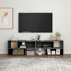 TV skříňka šedá s vysokým leskem 149x30x52 cm kompozitní dřevo - obrázek 3