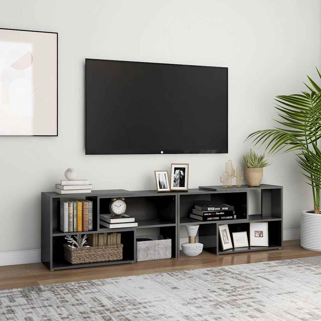 vidaXL Szafka pod TV, szara, wysoki po�ysk, 149x30x52 cm