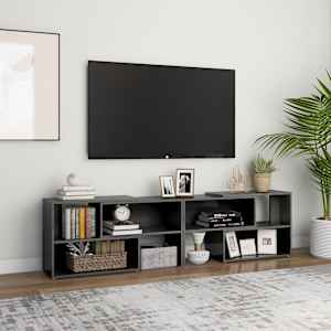 TV skříňka šedá s vysokým leskem 149x30x52 cm kompozitní dřevo - obrázek 1