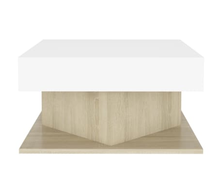 vidaXL Mesa de centro madera contrachapada blanco y roble 57x57x30 cm