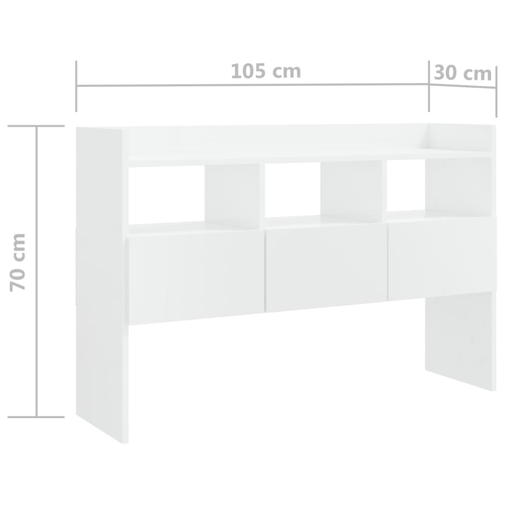 Sideboard Hochglanz-Weiß 105x30x70 cm Spanplatte