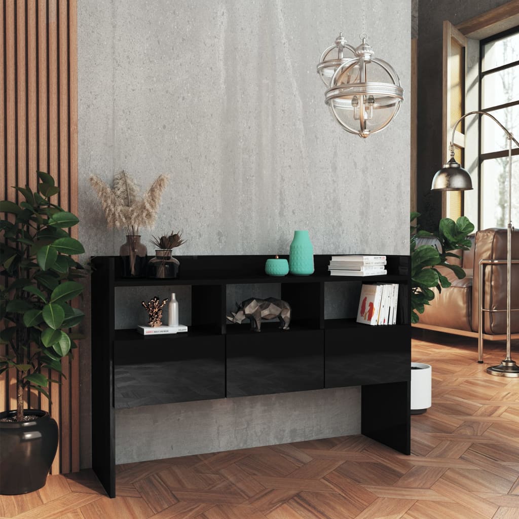 vidaXL Buffet Noir brillant 105x30x70 cm Aggloméré