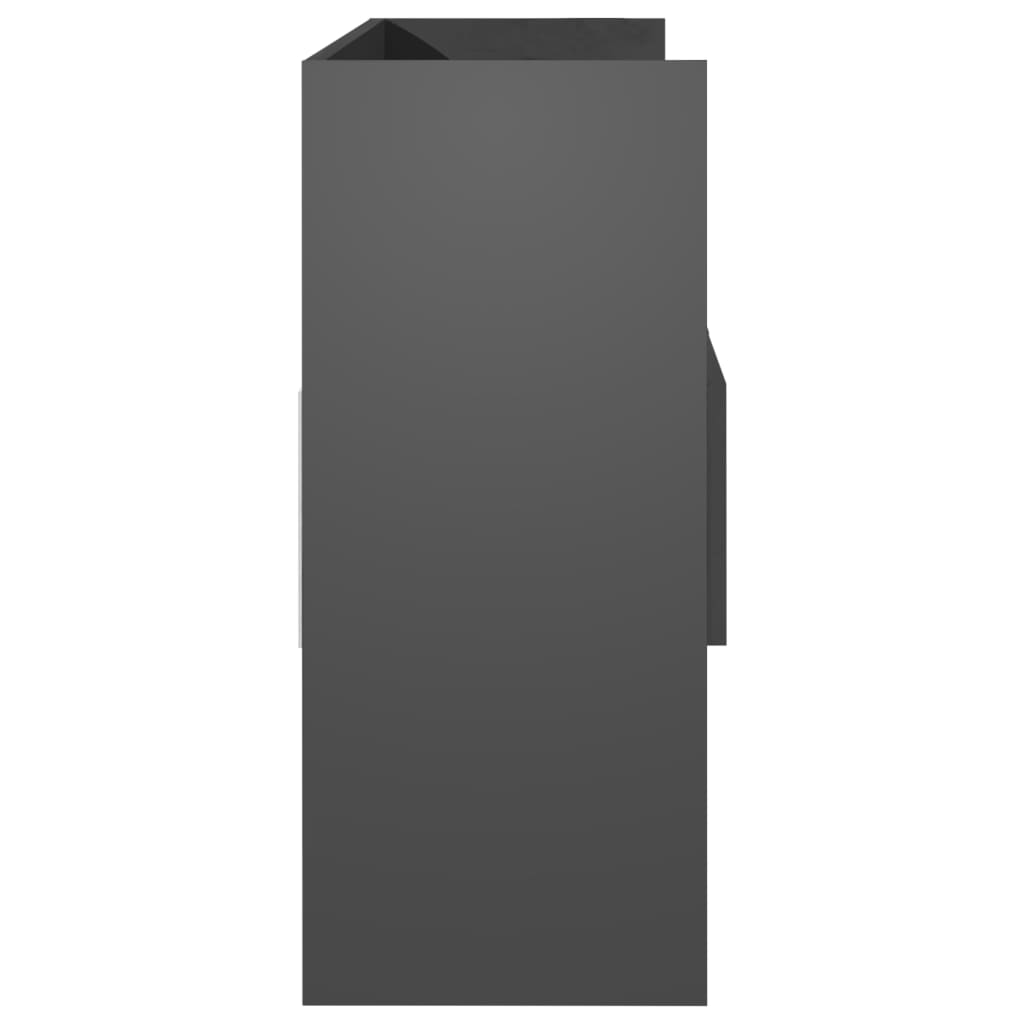 Příborník šedý s vysokým leskem 105 x 30 x 70 cm dřevotříska