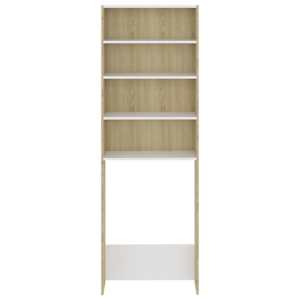 vidaXL Skalbimo mašinos spintelė, balta ir ąžuolo, 64x24x190cm