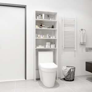 Omara za pralni stroj visok sijaj bela 64x24x190 cm