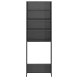 vidaXL Skalbimo mašinos spintelė, pilkos spalvos, 64x24x190cm, blizgi