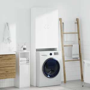 Omara za pralni stroj bela 64x25,5x190 cm