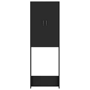 vidaXL Skalbimo ma&scaron;inos spintelė, juoda, 64x25,5x190cm, ypač blizgi