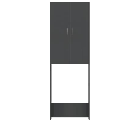 vidaXL Skříňka nad pračku šedá s vysokým leskem 64 x 25,5 x 190 cm