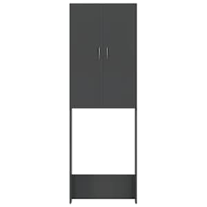 vidaXL Skalbimo mašinos spintelė, pilka, 64x25,5x190cm, ypač blizgi