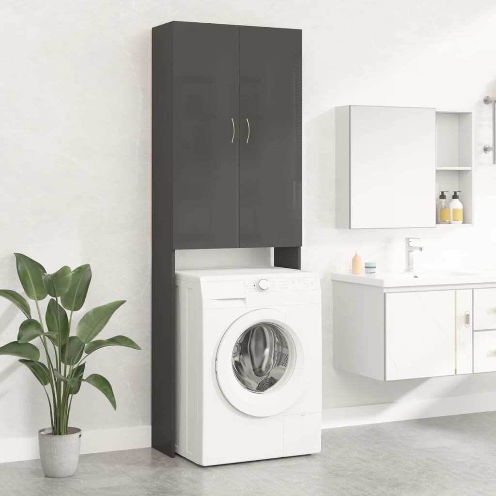 vidaXL Dulap mașina de spălat, gri extralucios, 64×25,5×190 cm vidaXL