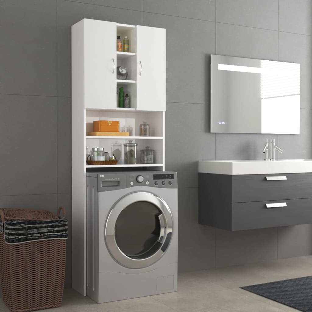 vidaXL Dulap mașina de spălat, alb extralucios, 64x25,5x190 cm