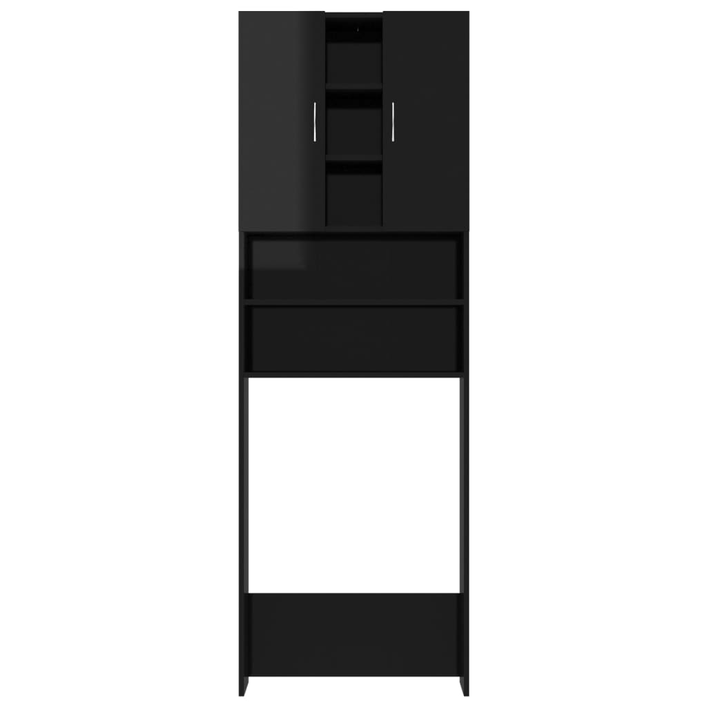 vidaXL Skalbimo mašinos spintelė, juoda, 64x25,5x190cm, ypač blizgi