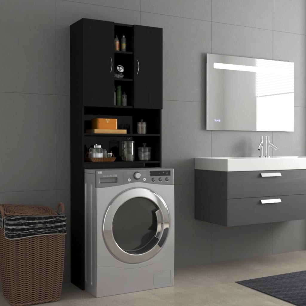 vidaXL Dulap mașină de spălat, negru extralucios, 64×25,5×190 cm vidaXL