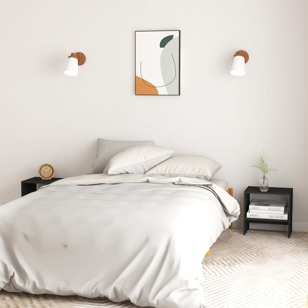 

vidaXL Nachtkastjes 2st 40x30,5x40 cm massief grenenhout zwart