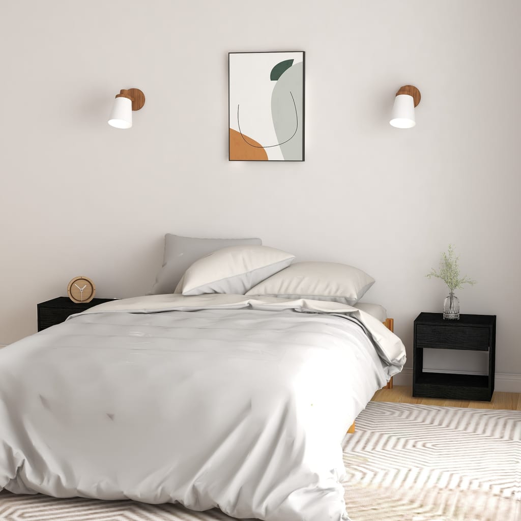 vidaXL Mesas de cabeceira 2 pcs 40x31x40 cm pinho maciço preto